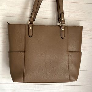Seven days vegan brown leather tote bag purse with matching inner pouch